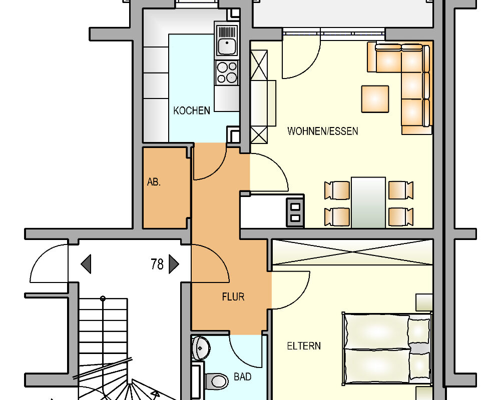 Bild zum Angebot: tolle familienfreundliche Wohnung mit kleinem Mietergarten auf 2 Etagen