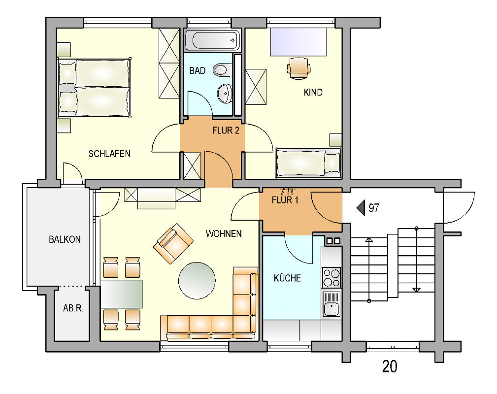 Bild zum Angebot: Moderne Wohnung mit neuem Bad in Stadtnähe!