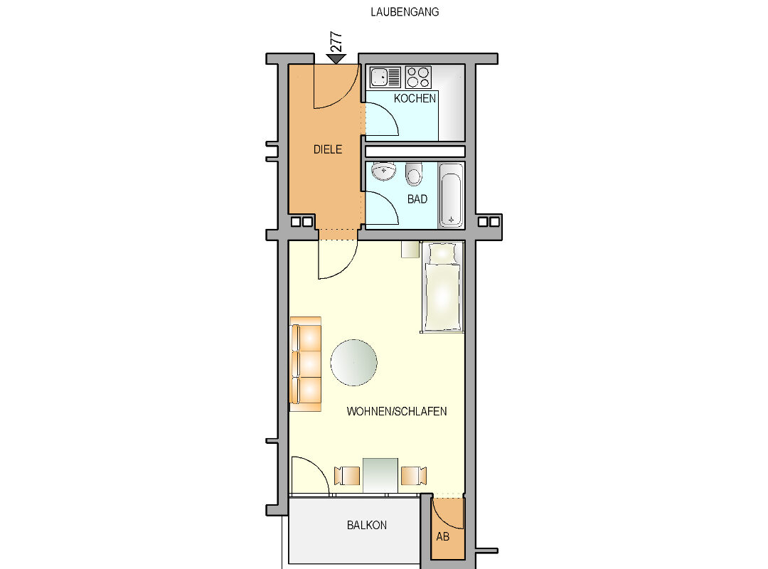 Bild zum Angebot: Apartment mit Balkon am Hasenberg – Perfekt für Singles