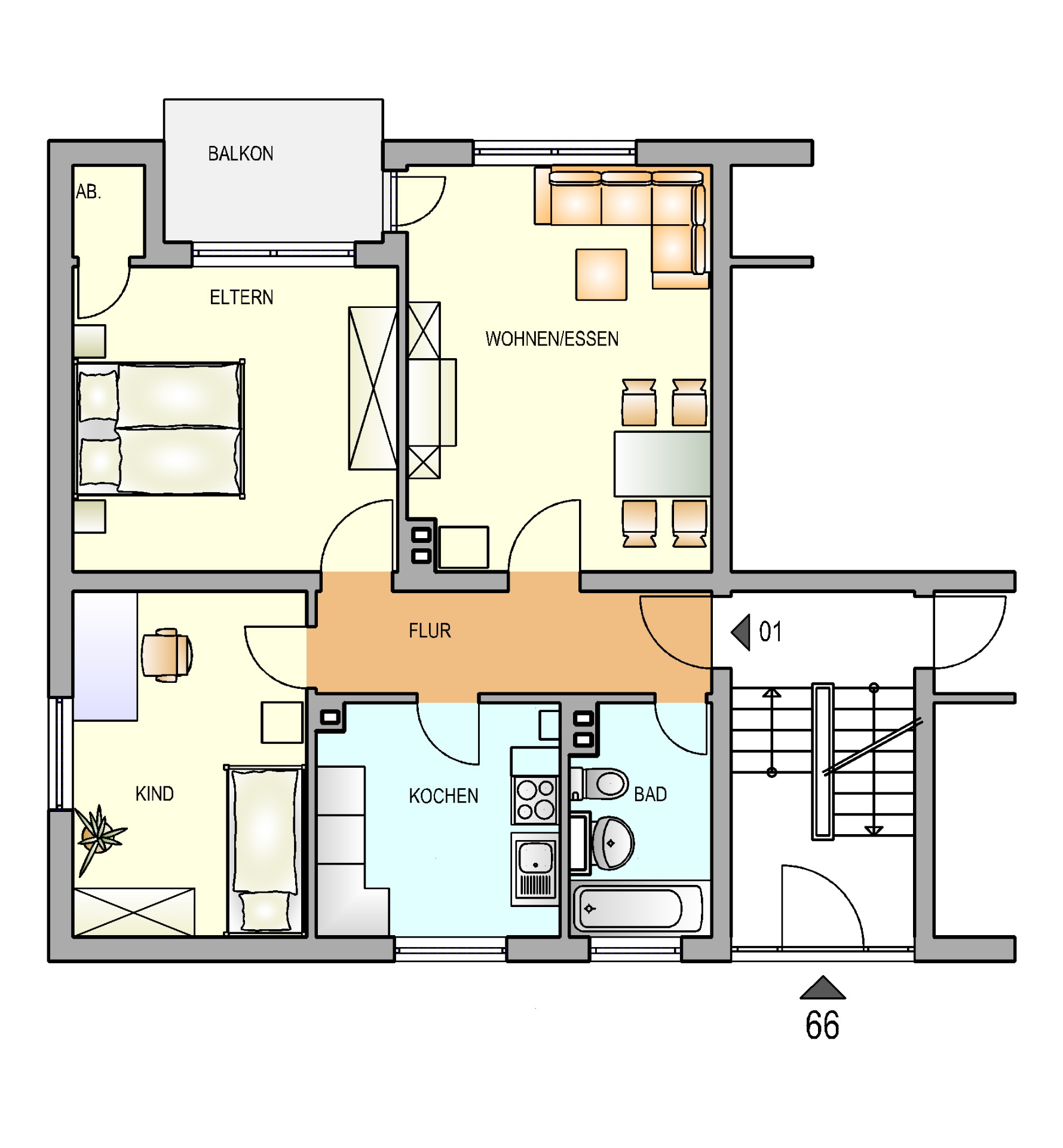 Bild zum Angebot: Gut geschnittene Erdgeschosswohnung mit Balkon