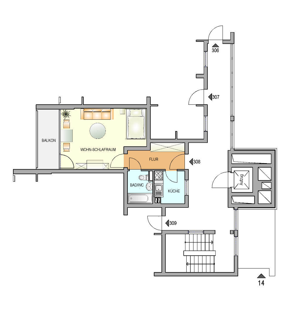 Bild zum Angebot: Super Apartment mit Balkon am Hasenberg